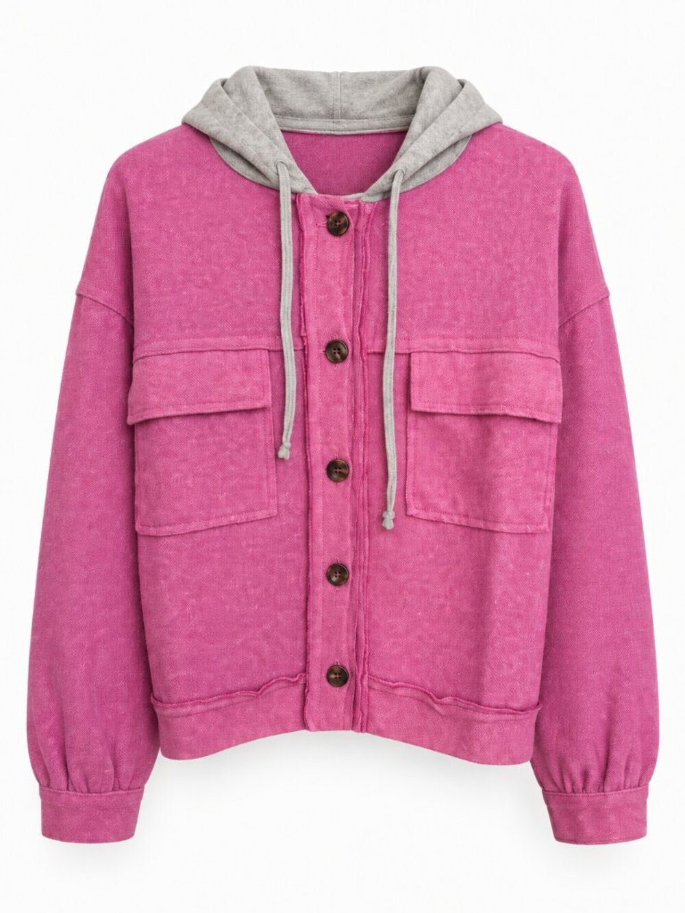 Zenana Women’s Medium Pink Hooded Shacket